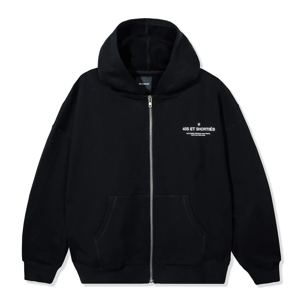 Image of 40s French General Zip Hoodie - Black