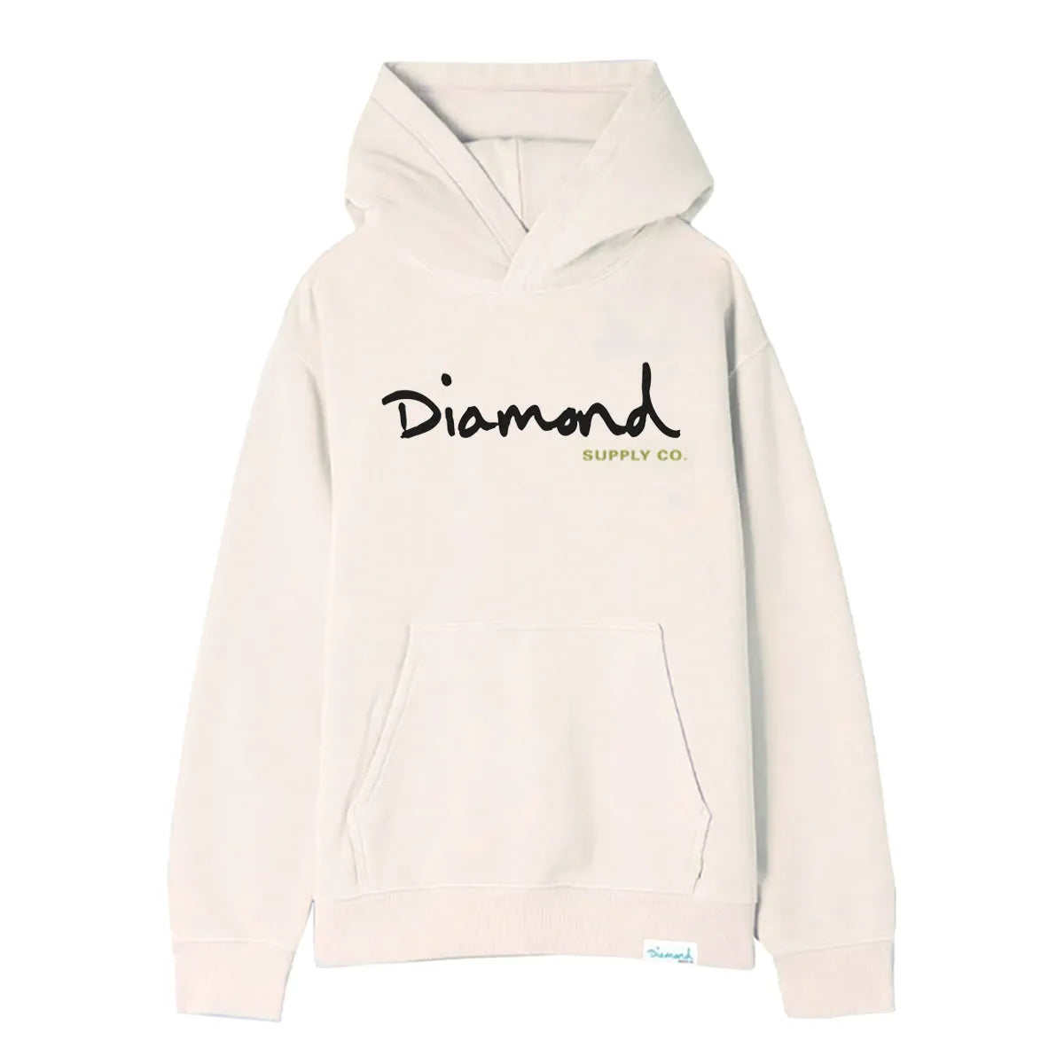 Image of Hoodie Diamond Og Script Ivory Black